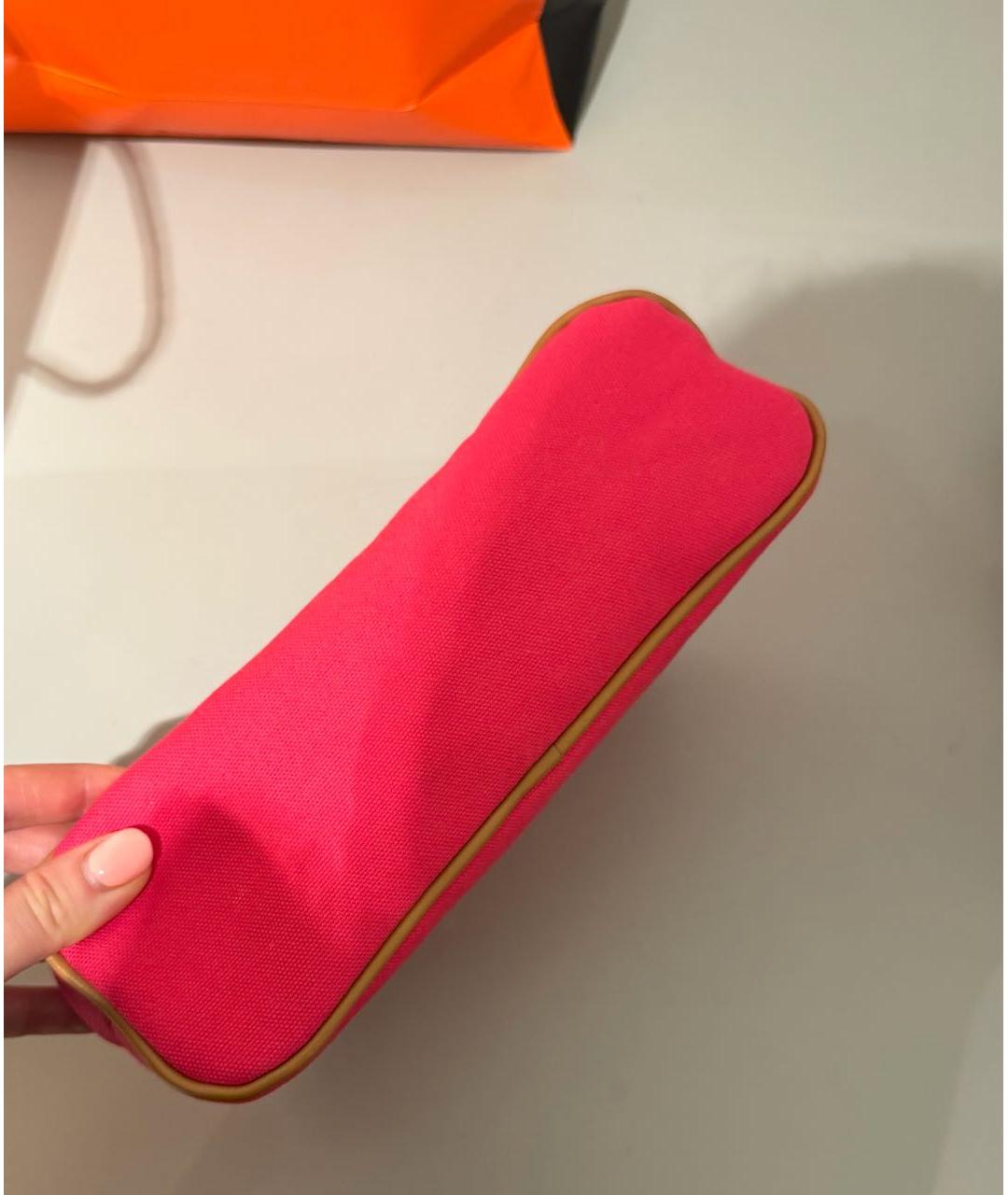 HERMES Розовая тканевая косметичка, фото 4