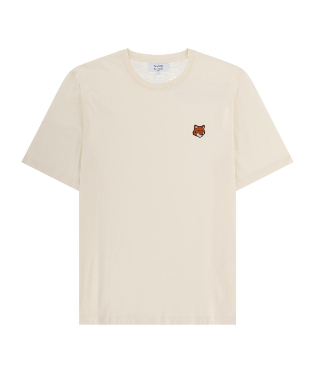 MAISON KITSUNE Бежевая хлопковая футболка, фото 1