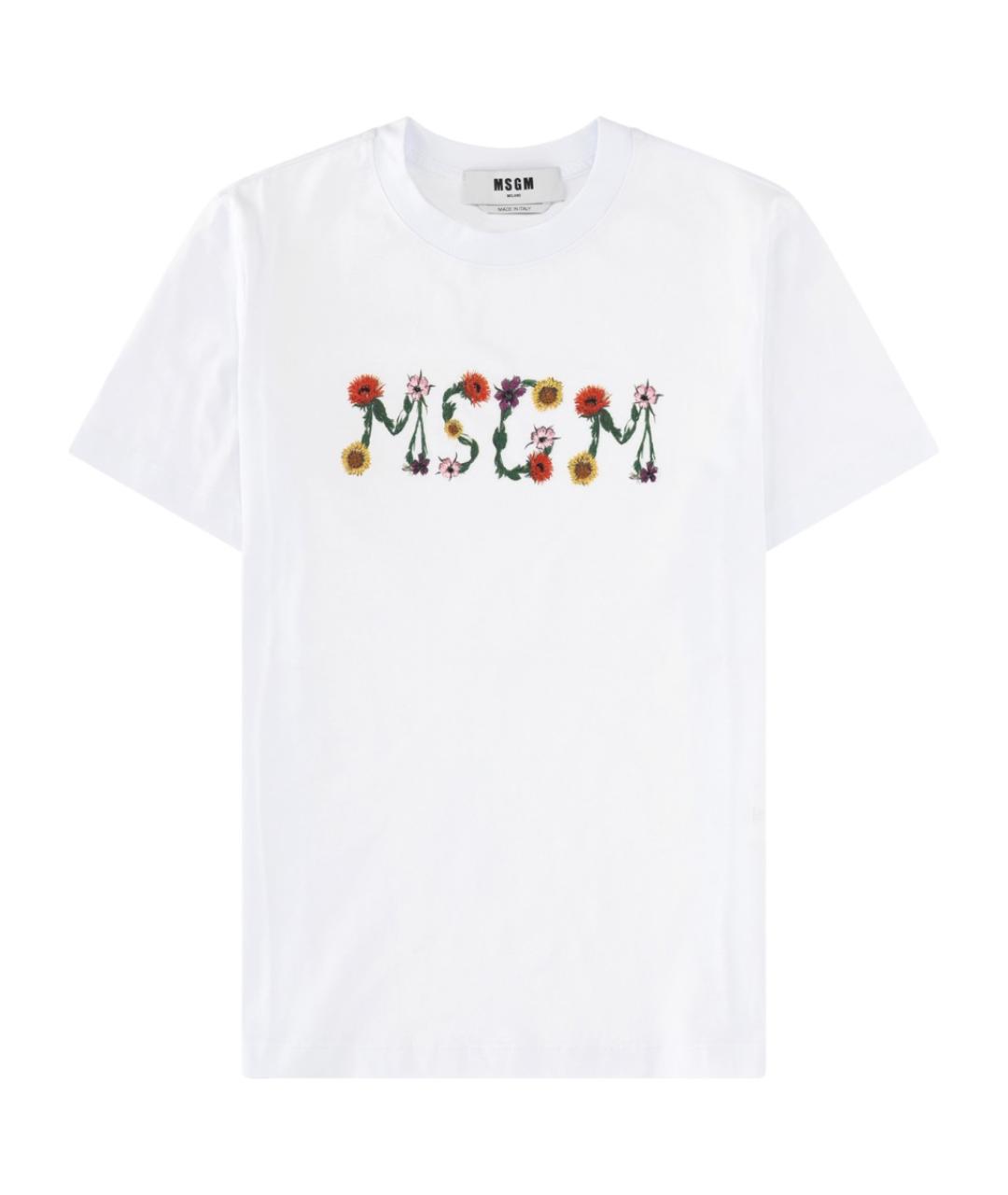 MSGM Белая хлопковая футболка, фото 1