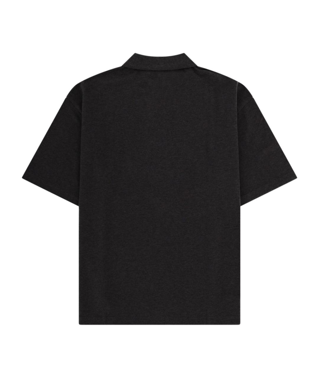 MAISON KITSUNE Антрацитовое хлопковое поло с коротким рукавом, фото 2