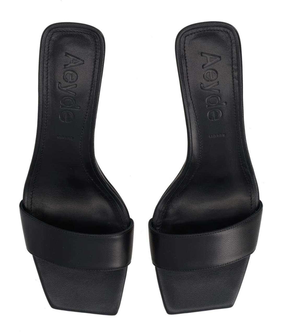 AEYDE Черные кожаные мюли, фото 5