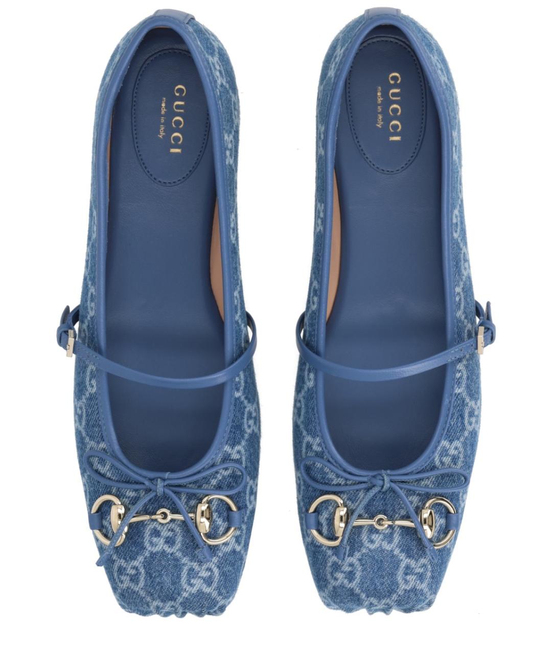 GUCCI Синие текстильные балетки, фото 5