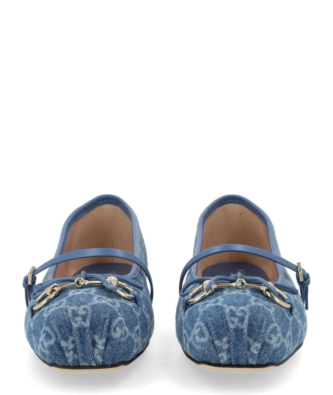 GUCCI Синие текстильные балетки, фото 3