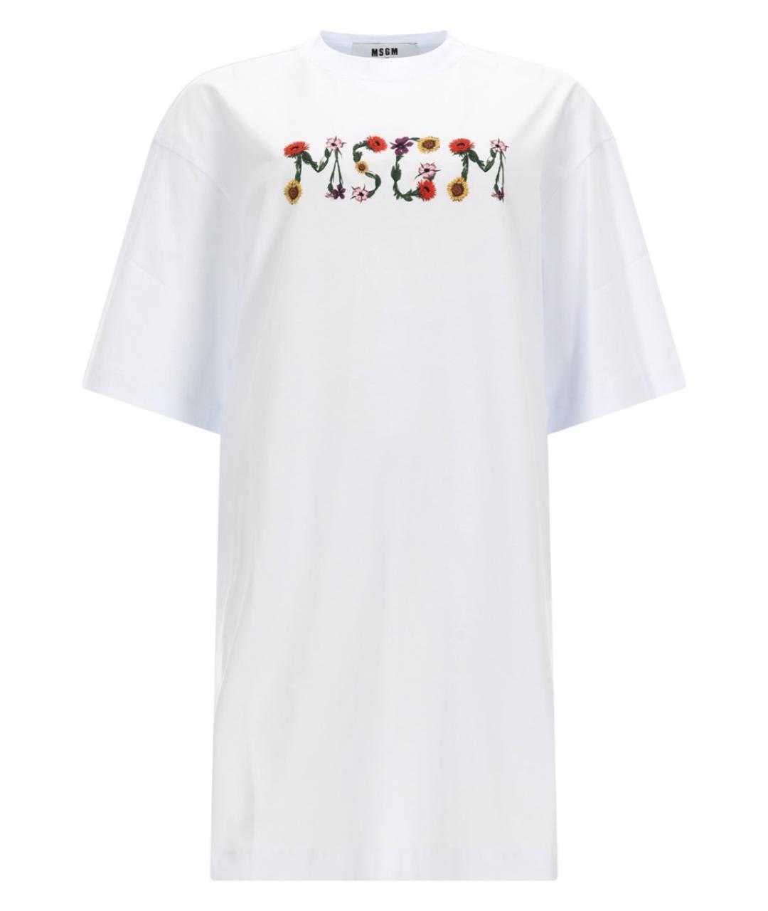 MSGM Белое хлопковое повседневное платье, фото 1