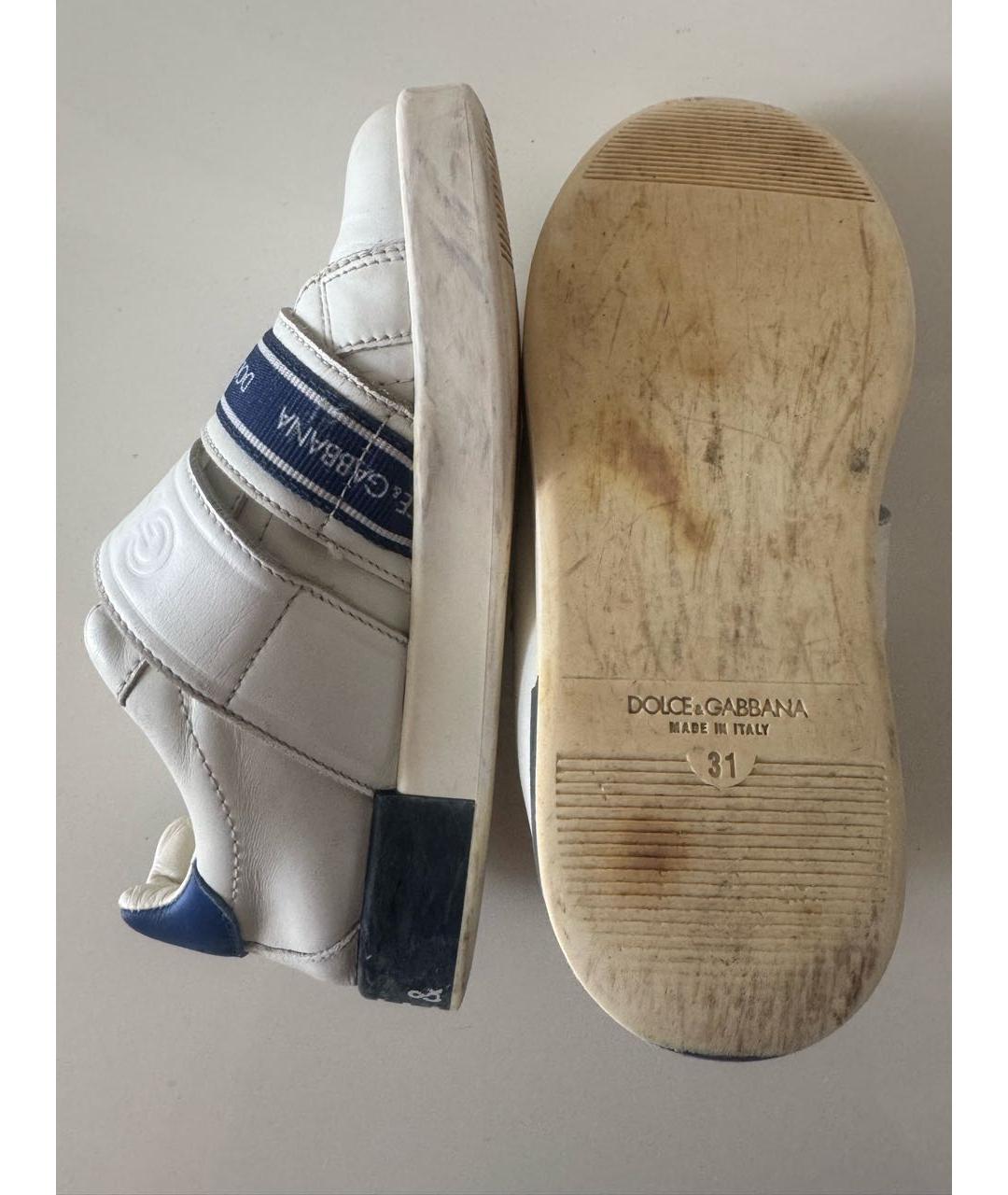 DOLCE&GABBANA Белые кожаные кеды, фото 3