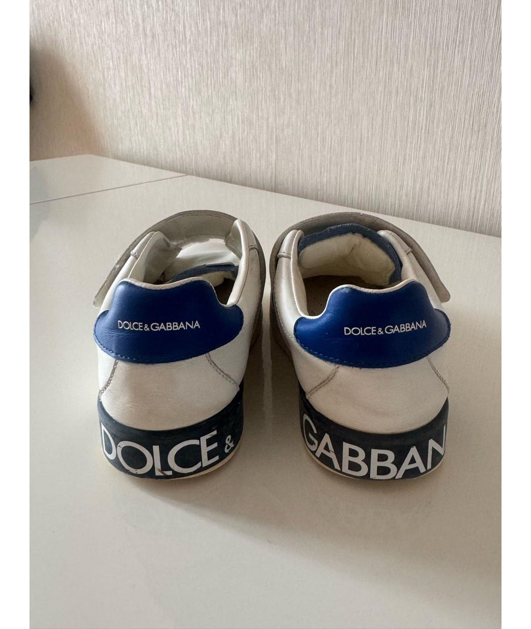 DOLCE&GABBANA Белые кожаные кеды, фото 4