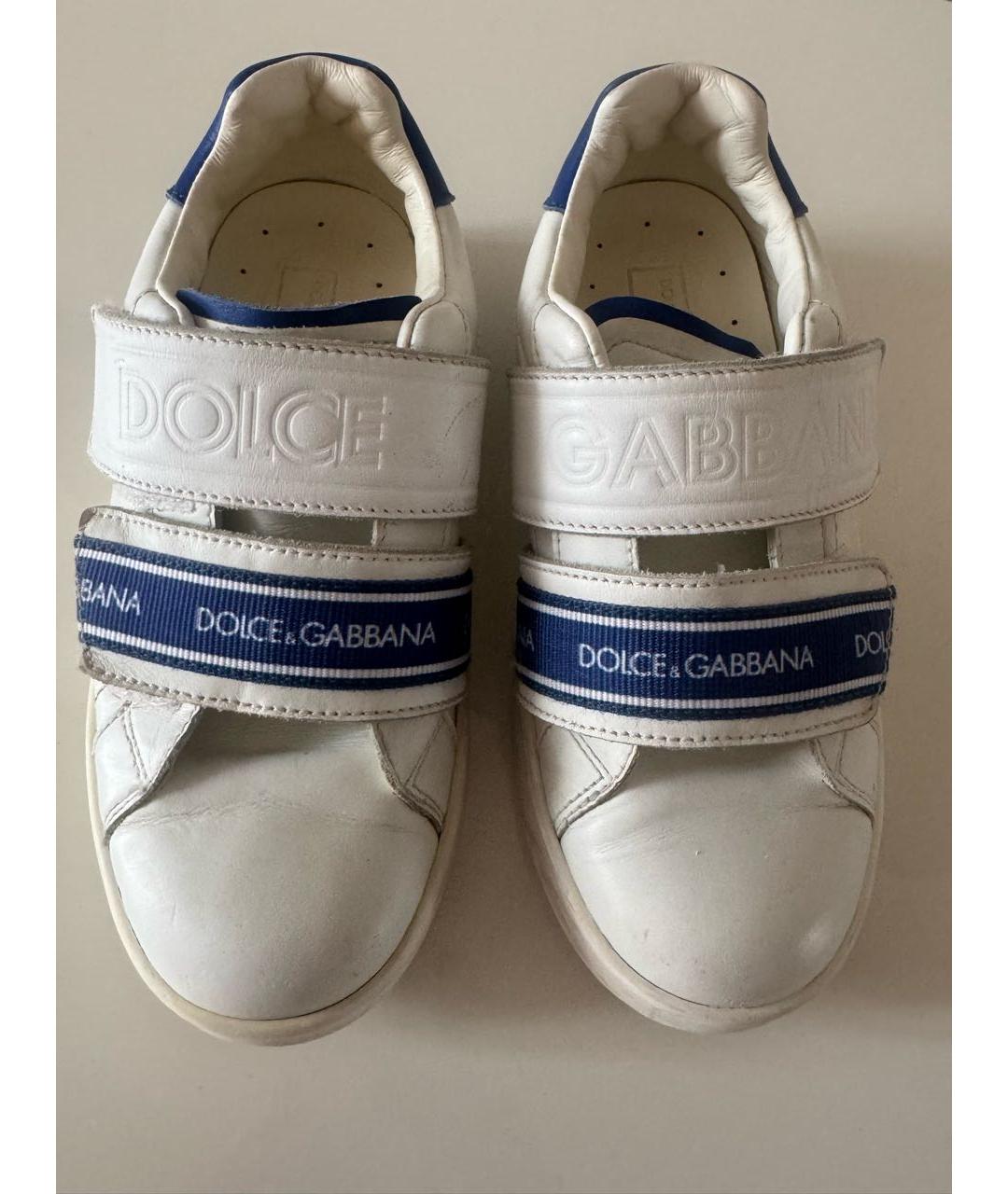 DOLCE&GABBANA Белые кожаные кеды, фото 2