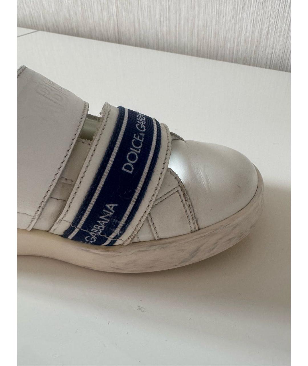 DOLCE&GABBANA Белые кожаные кеды, фото 6