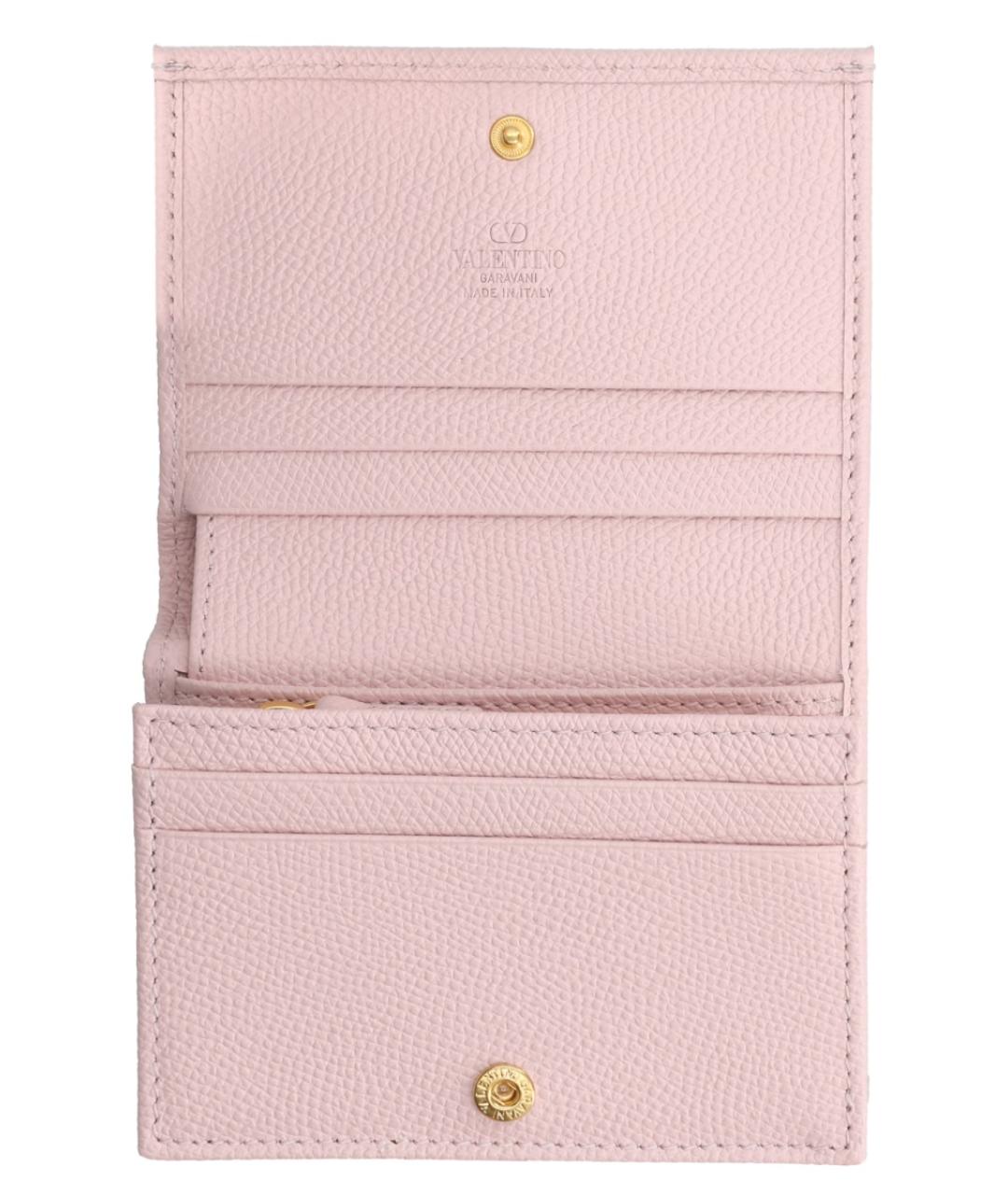 VALENTINO Розовый кожаный кошелек, фото 3