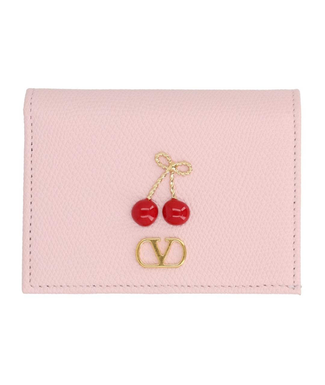 VALENTINO Розовый кожаный кошелек, фото 1