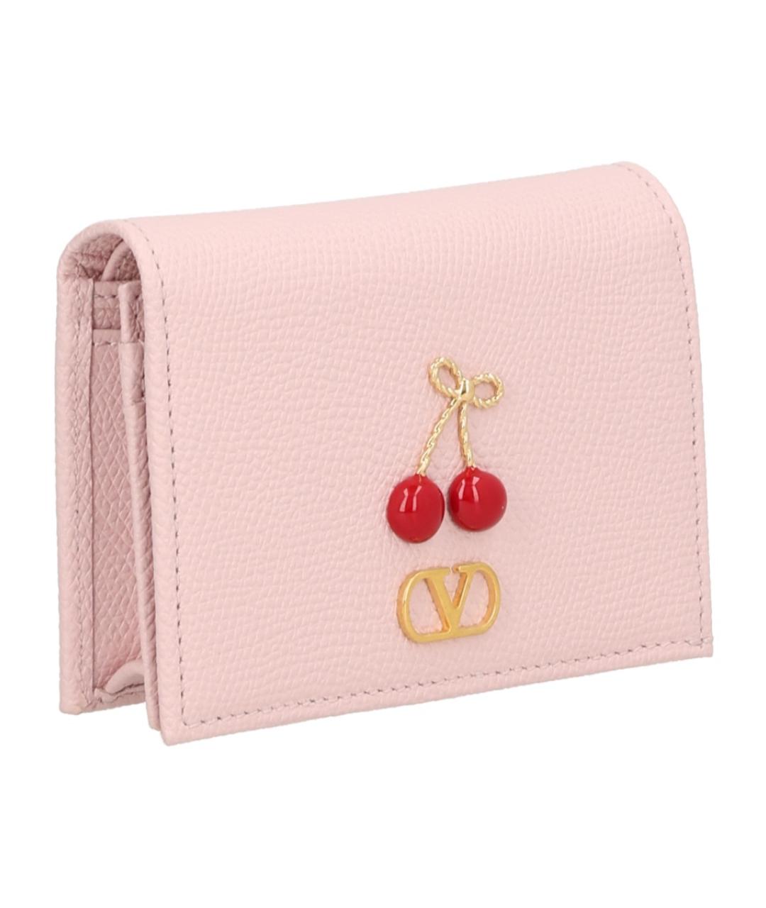 VALENTINO Розовый кожаный кошелек, фото 4