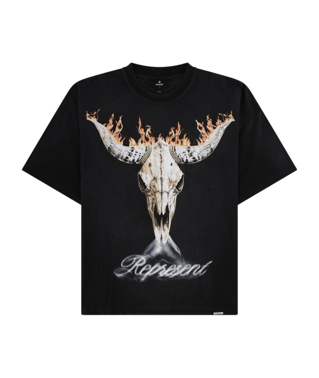 REPRESENT Черная хлопковая футболка, фото 1