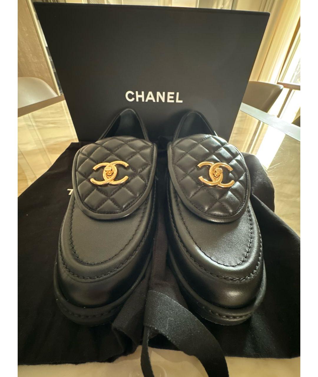 CHANEL Черные кожаные лоферы, фото 5