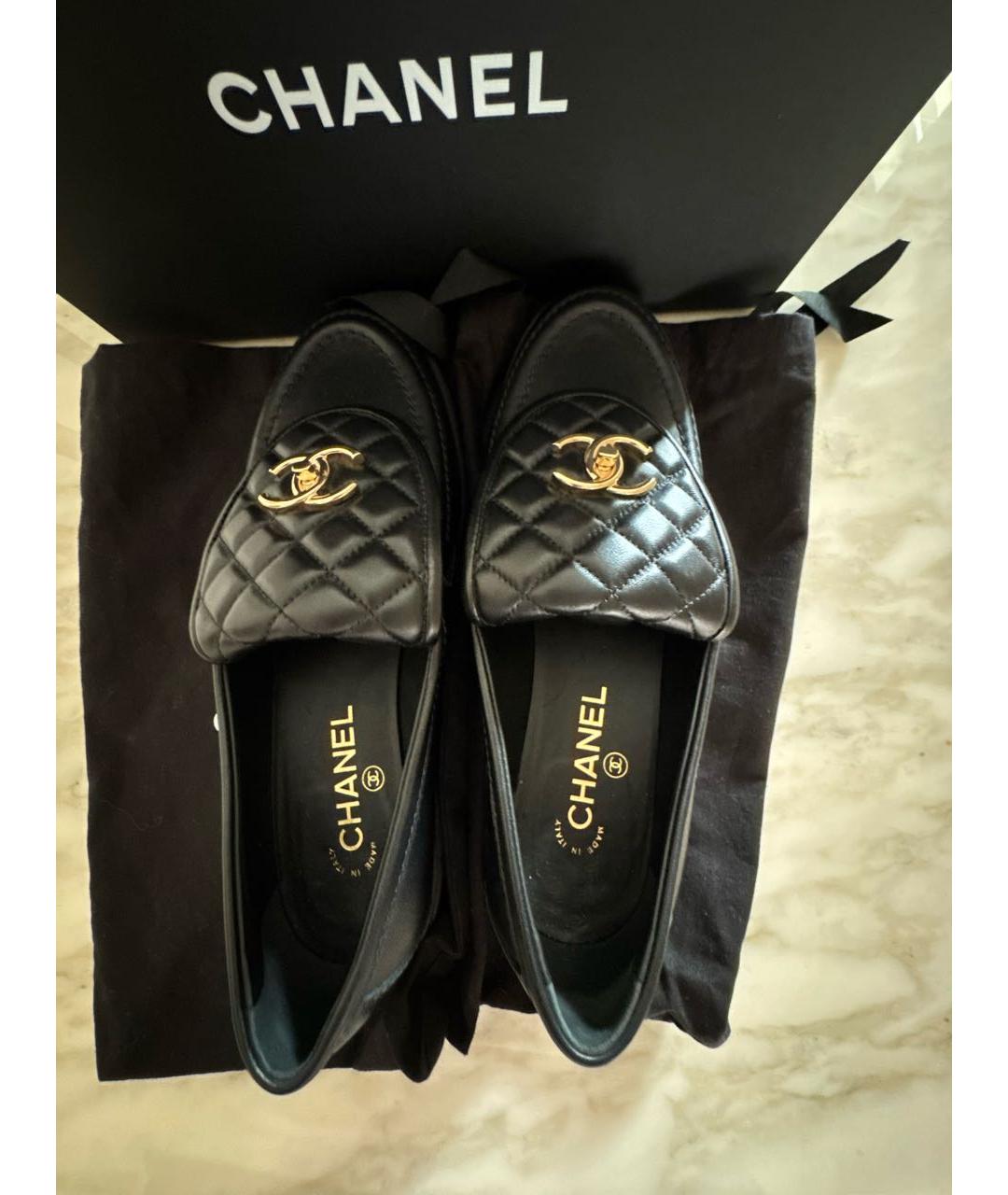 CHANEL Черные кожаные лоферы, фото 2