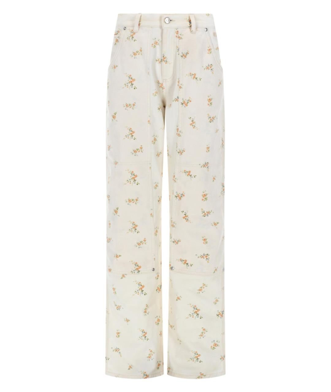 MSGM Белые хлопковые прямые брюки, фото 1