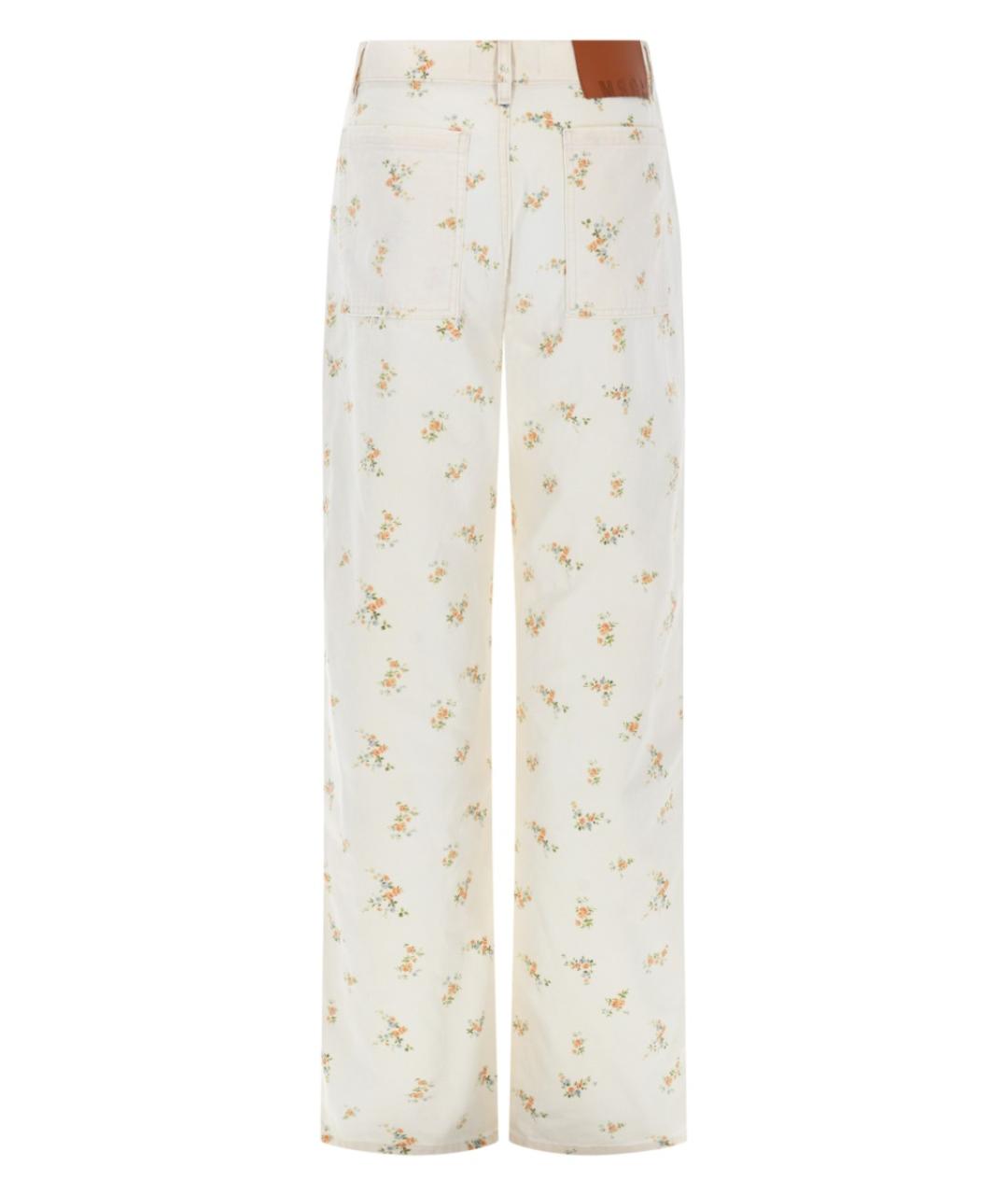 MSGM Белые хлопковые прямые брюки, фото 2