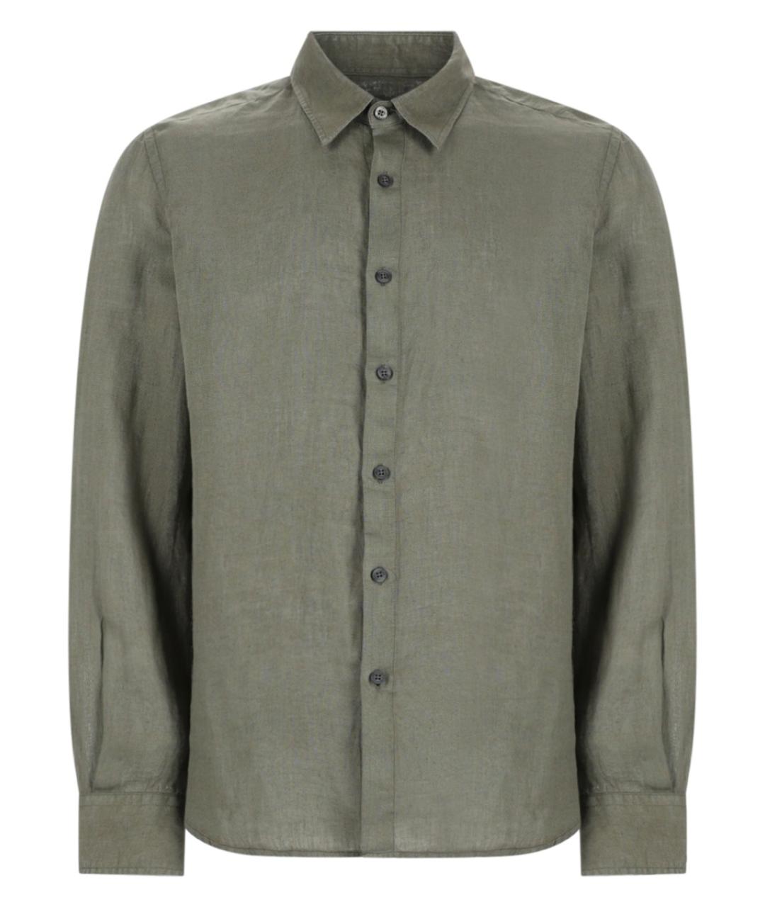 120% LINO Зеленая льняная кэжуал рубашка, фото 1