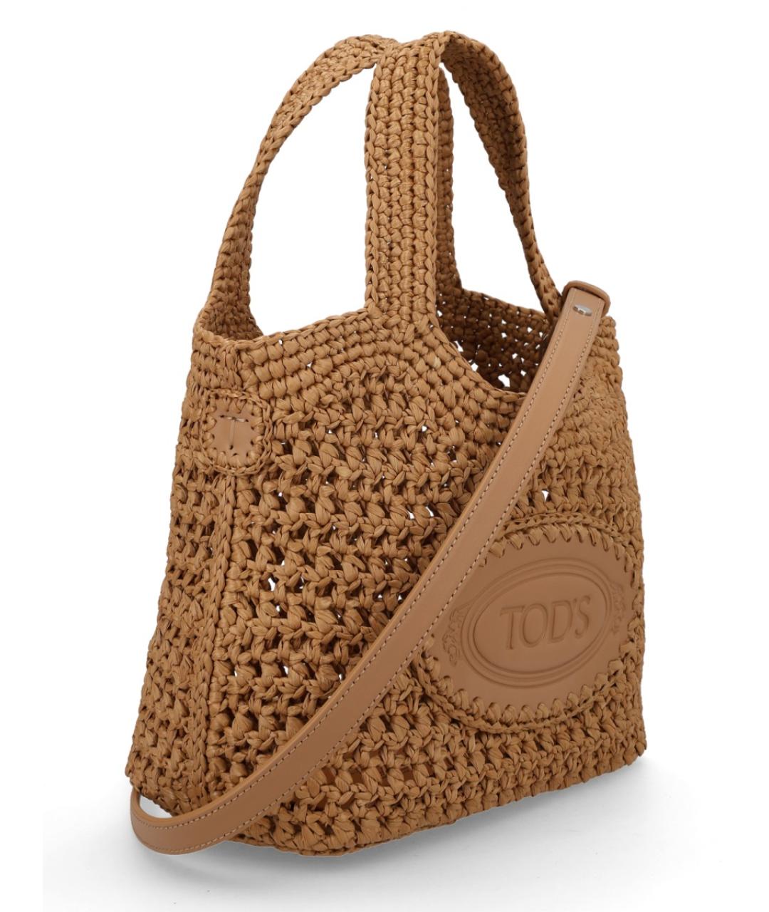 TOD'S Коричневая пелетеная сумка с короткими ручками, фото 2