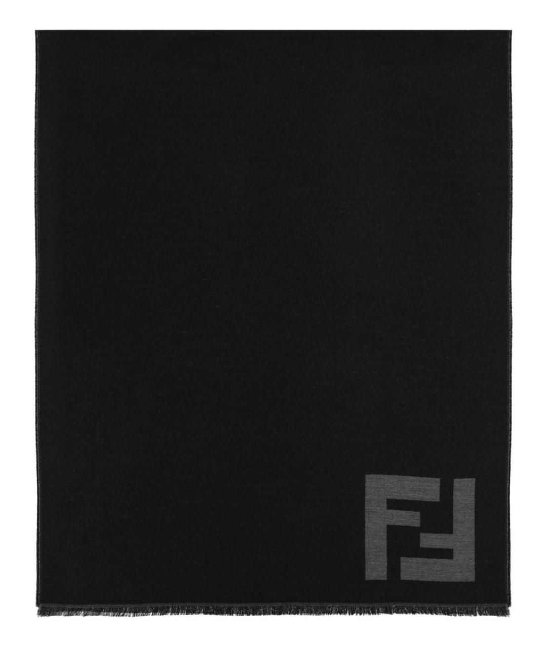 FENDI Черный шерстяной шарф, фото 1