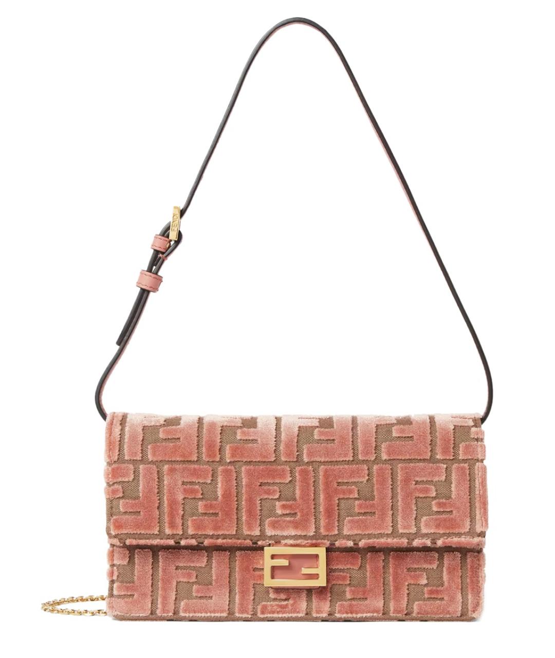 FENDI Розовый бархатный кошелек, фото 2