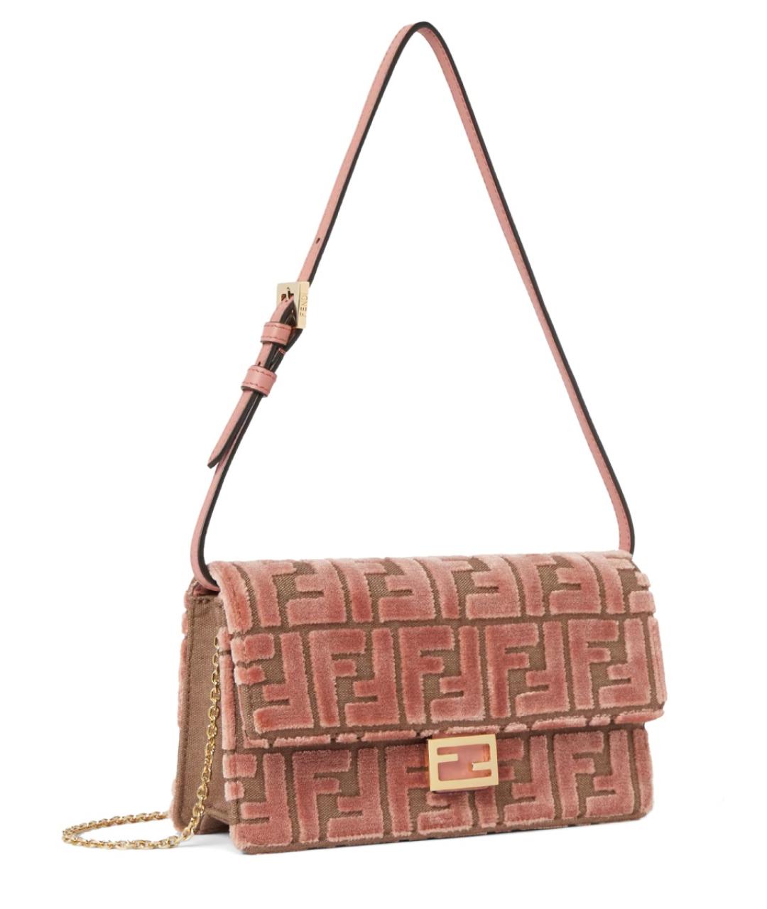 FENDI Розовый бархатный кошелек, фото 4