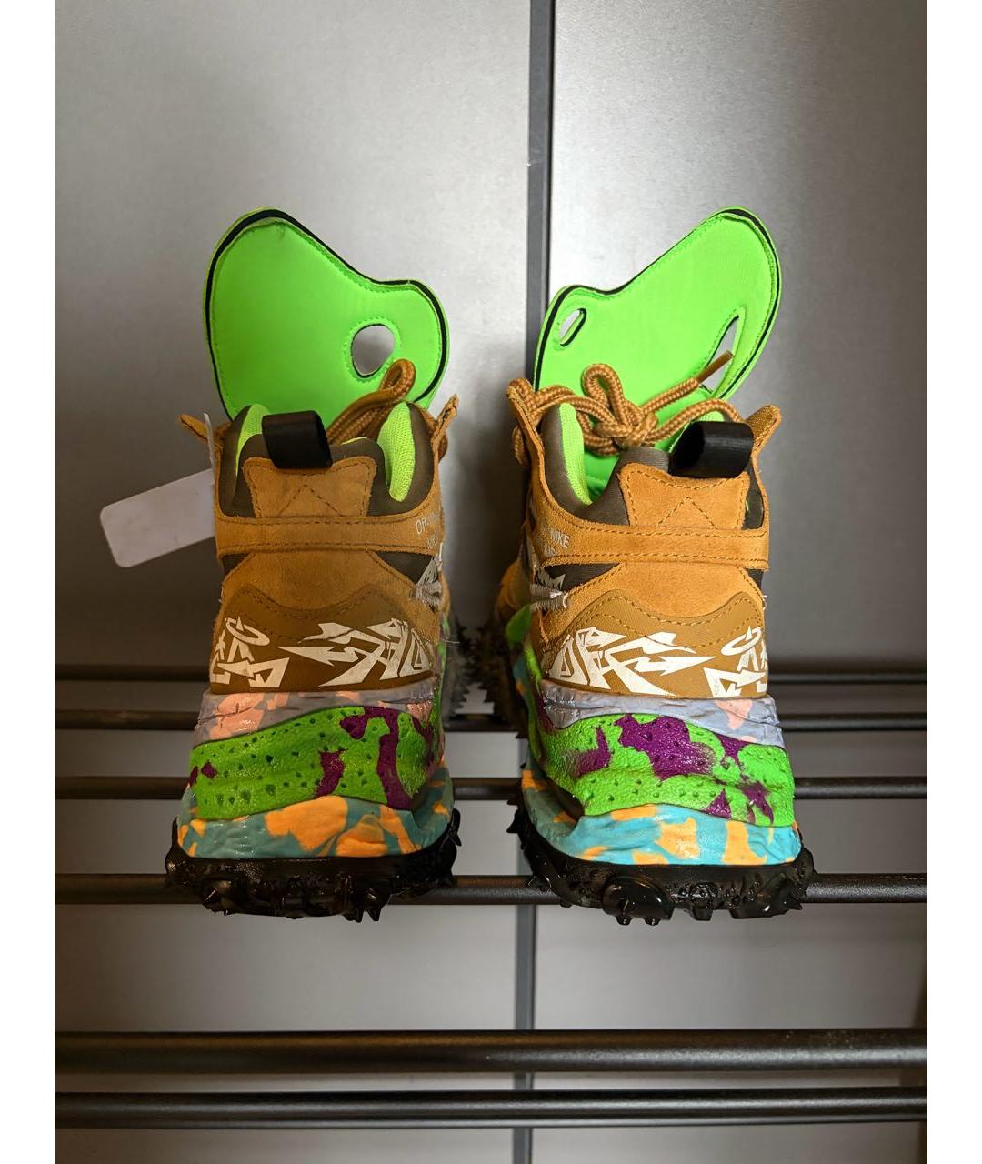 NIKE X OFF-WHITE Горчичные замшевые высокие кроссовки / кеды, фото 4