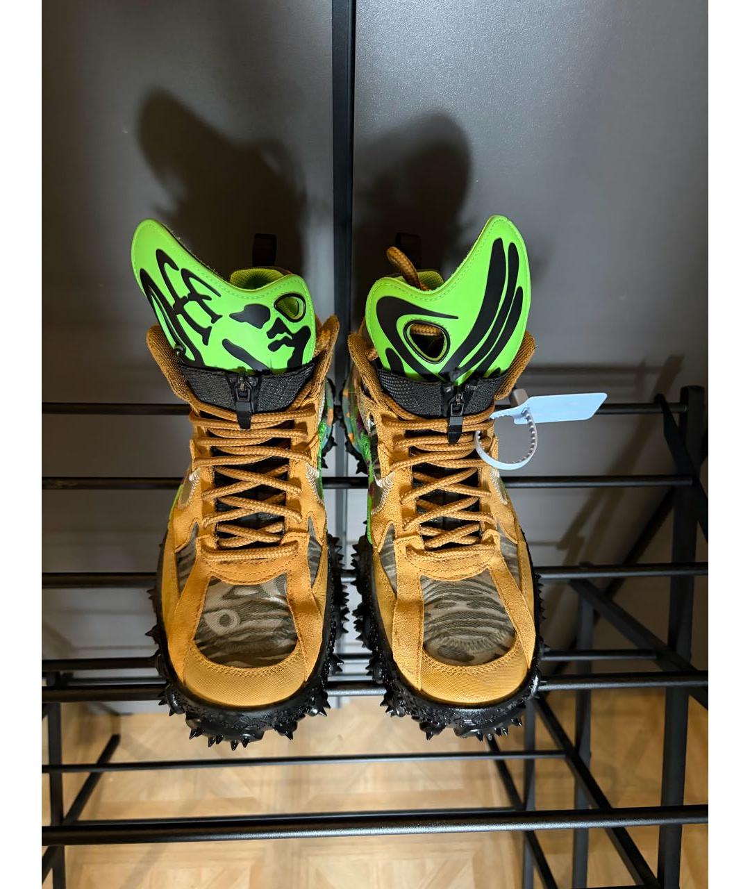 NIKE X OFF-WHITE Горчичные замшевые высокие кроссовки / кеды, фото 2