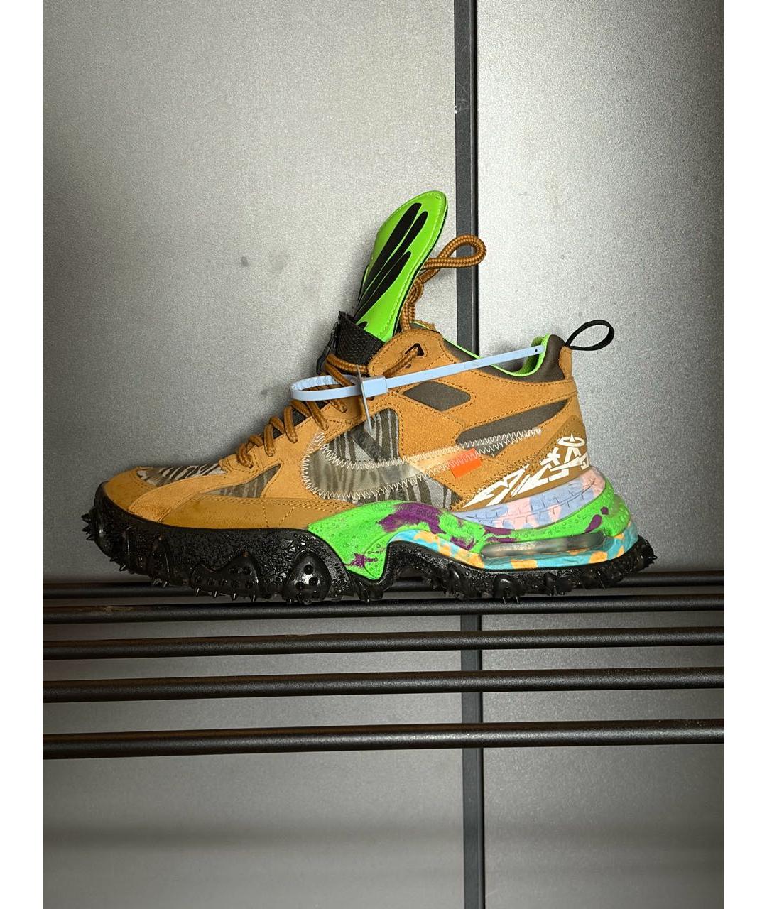 NIKE X OFF-WHITE Горчичные замшевые высокие кроссовки / кеды, фото 5