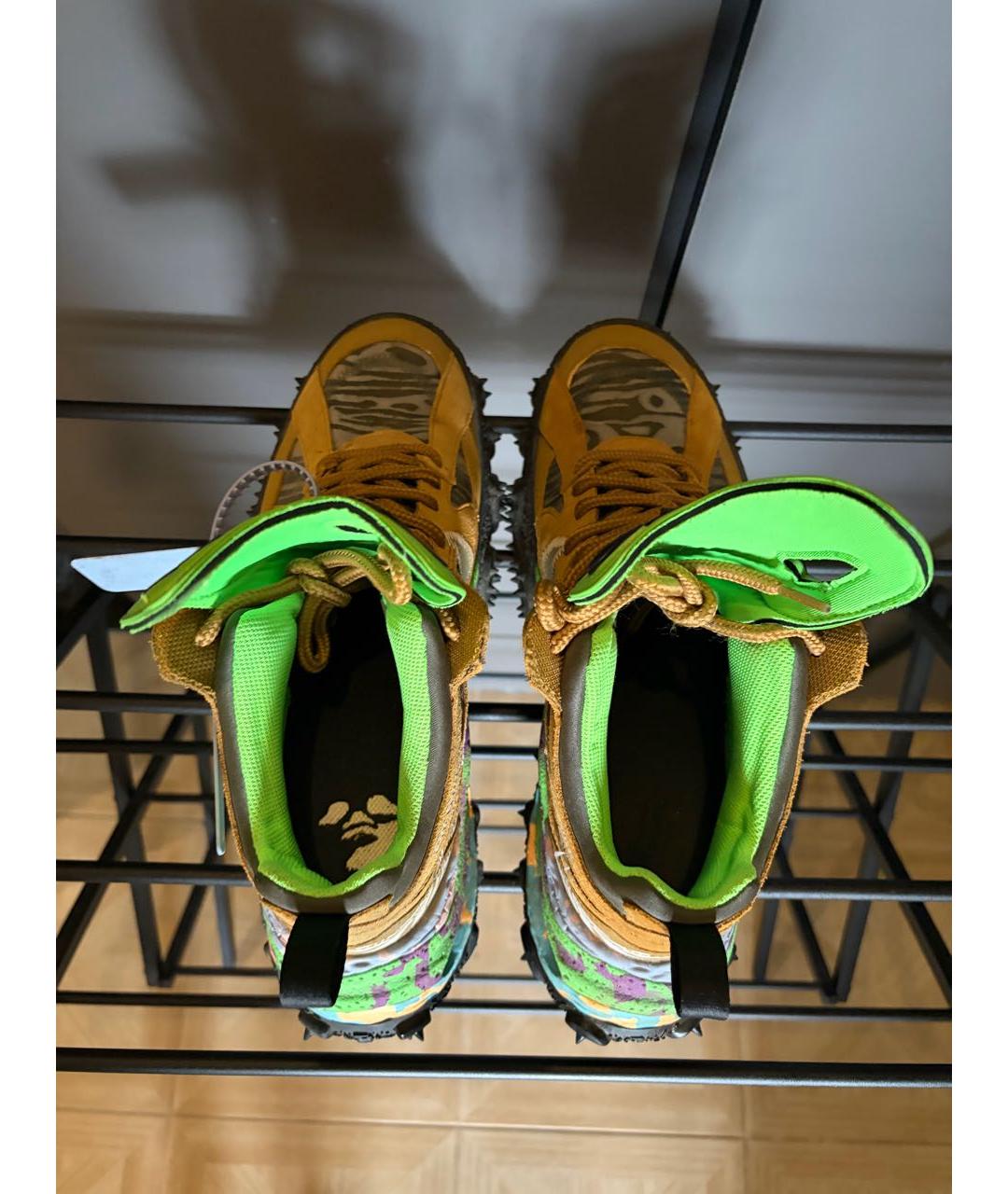 NIKE X OFF-WHITE Горчичные замшевые высокие кроссовки / кеды, фото 3