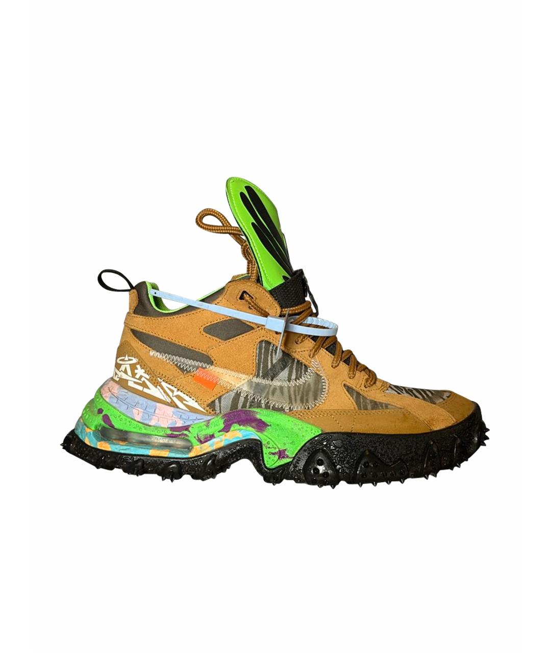 NIKE X OFF-WHITE Горчичные замшевые высокие кроссовки / кеды, фото 1