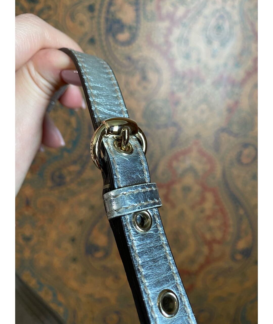 GUCCI Серебряная тканевая сумка тоут, фото 3