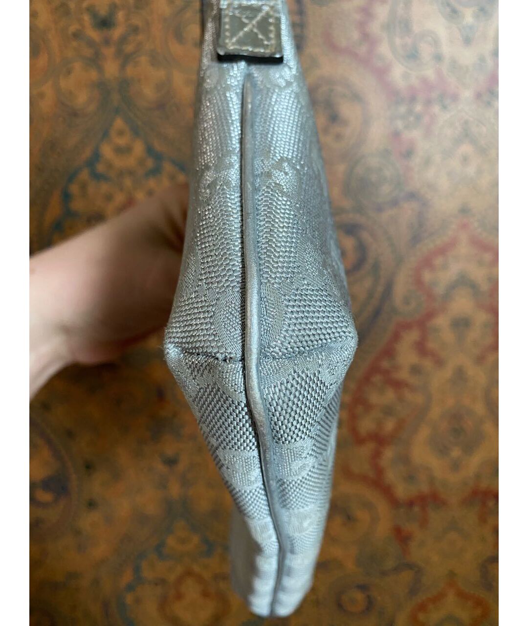 GUCCI Серебряная тканевая сумка тоут, фото 4