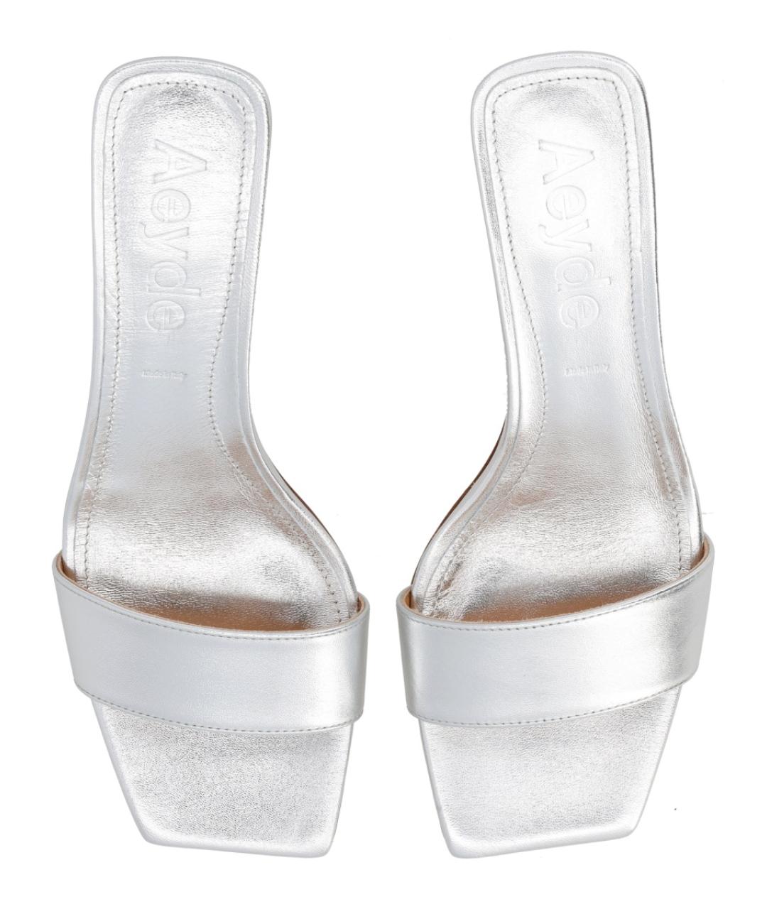 AEYDE Серебряные кожаные мюли, фото 5