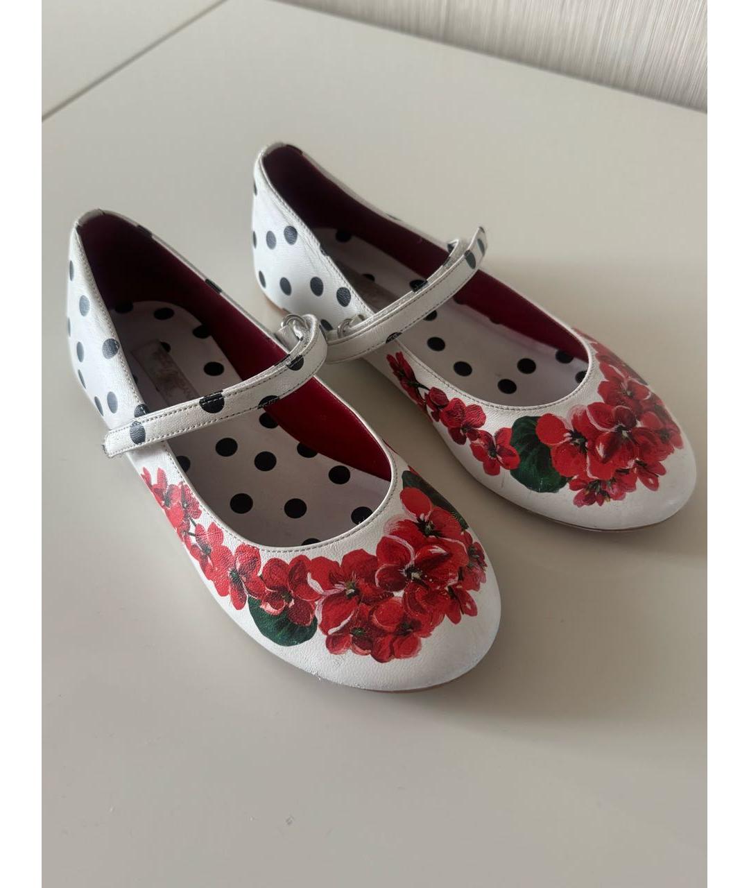 DOLCE&GABBANA Белые кожаные балетки, фото 2