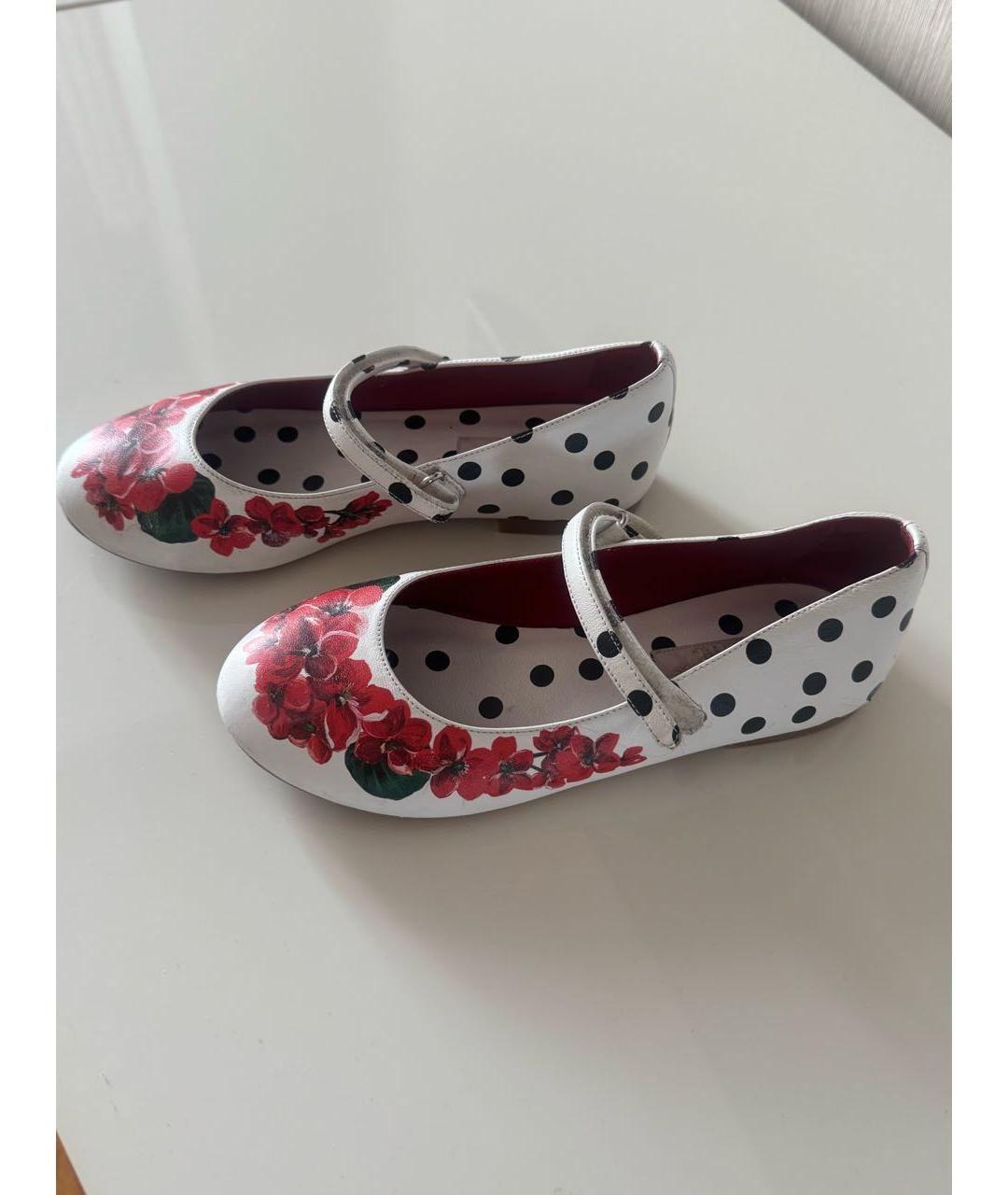 DOLCE&GABBANA Белые кожаные балетки, фото 5