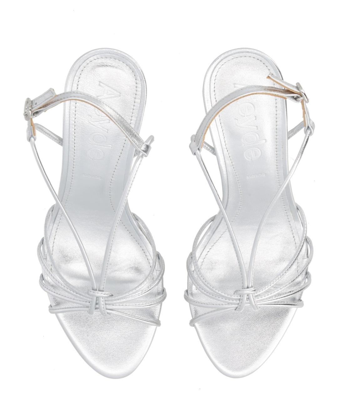 AEYDE Серебряные кожаные босоножки, фото 5