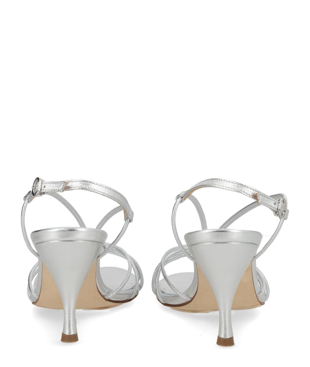 AEYDE Серебряные кожаные босоножки, фото 4