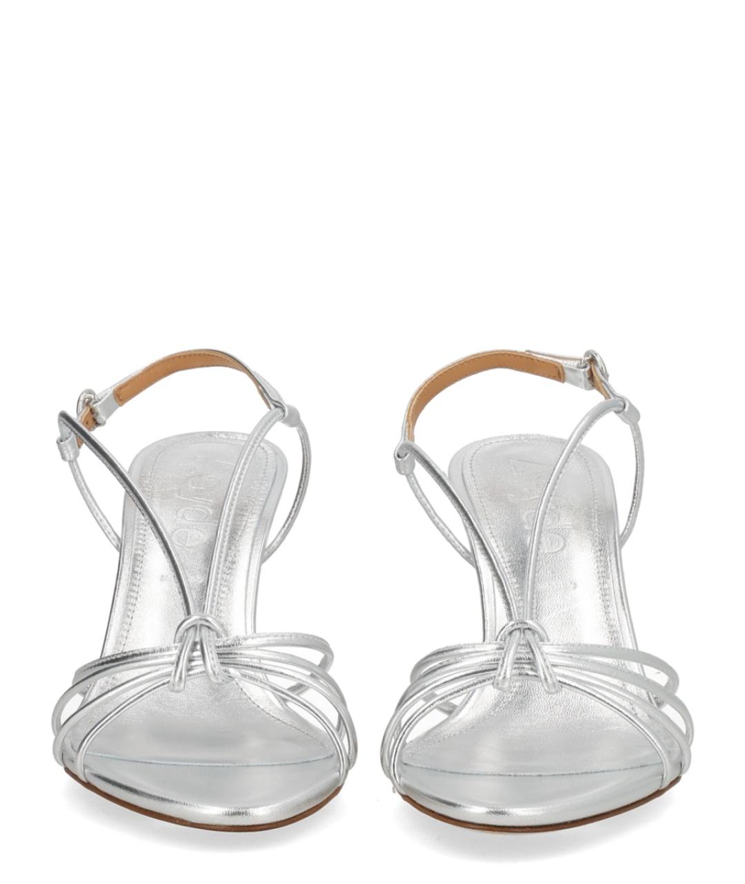 AEYDE Серебряные кожаные босоножки, фото 3