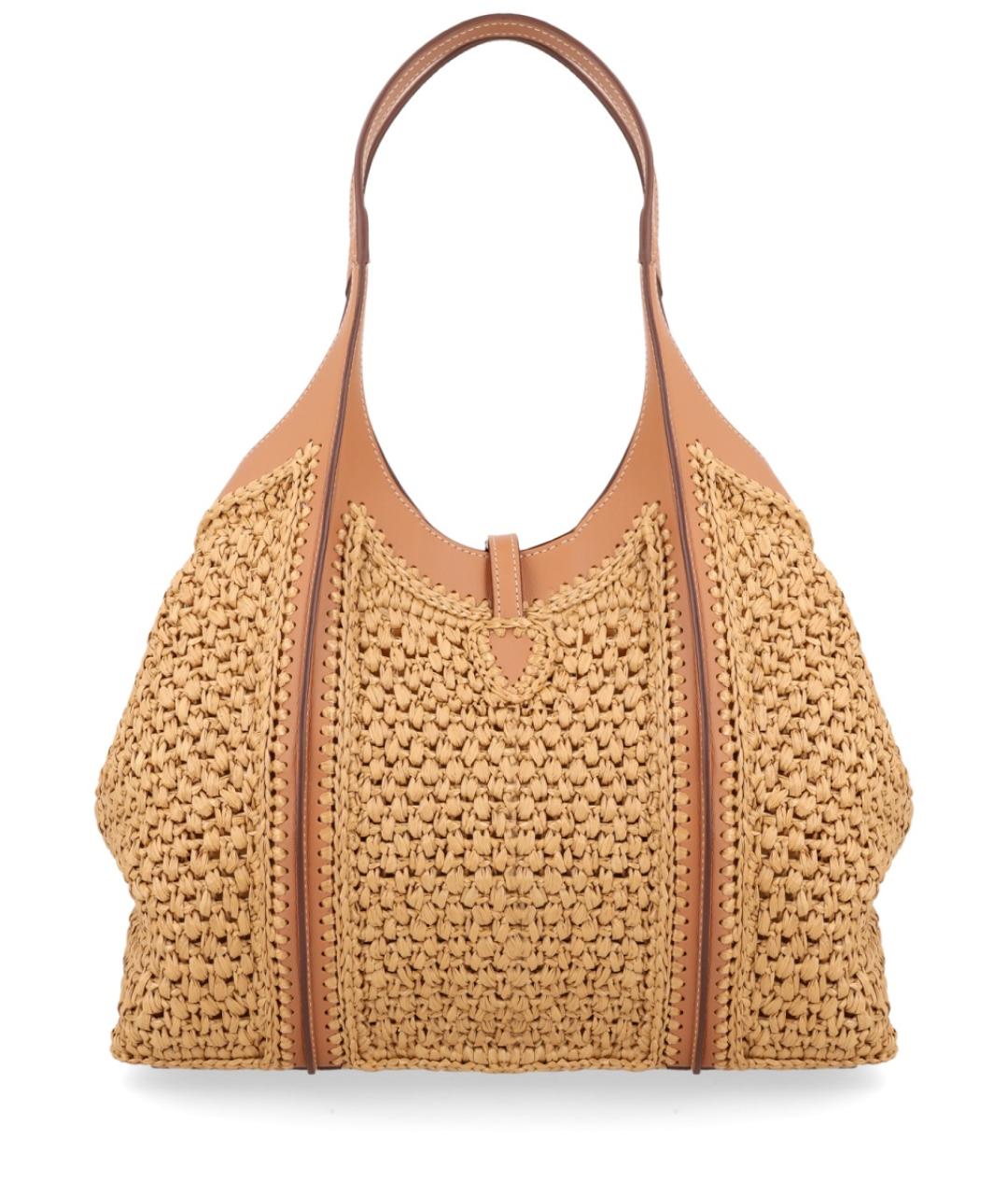 TOD'S Бежевая пелетеная сумка тоут, фото 3