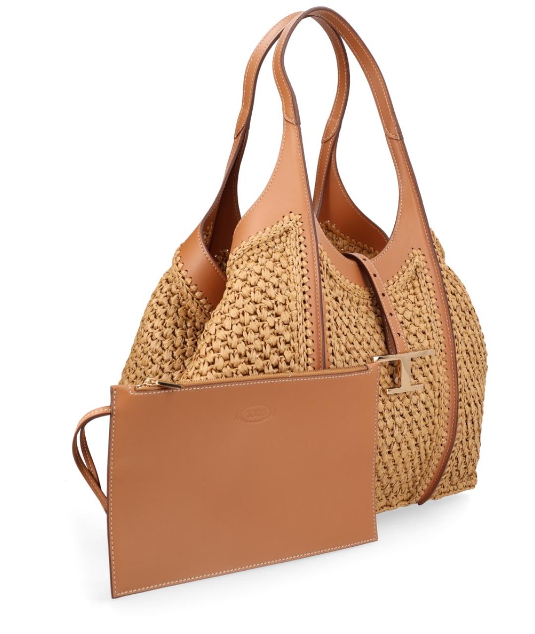 TOD'S Бежевая пелетеная сумка тоут, фото 2