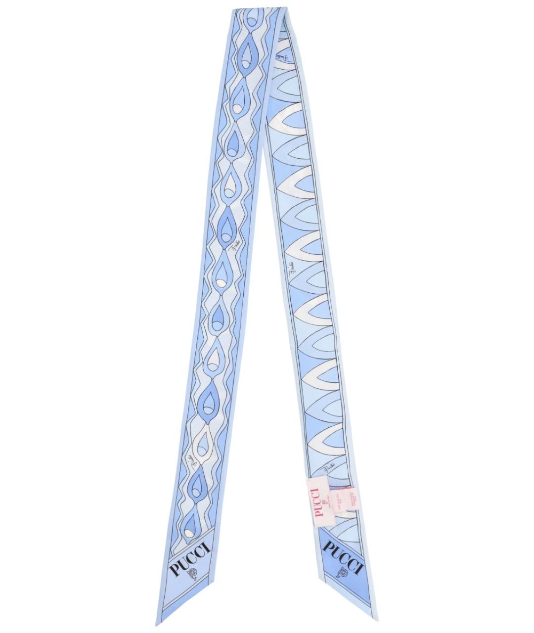 PUCCI Голубой шелковый шарф, фото 2