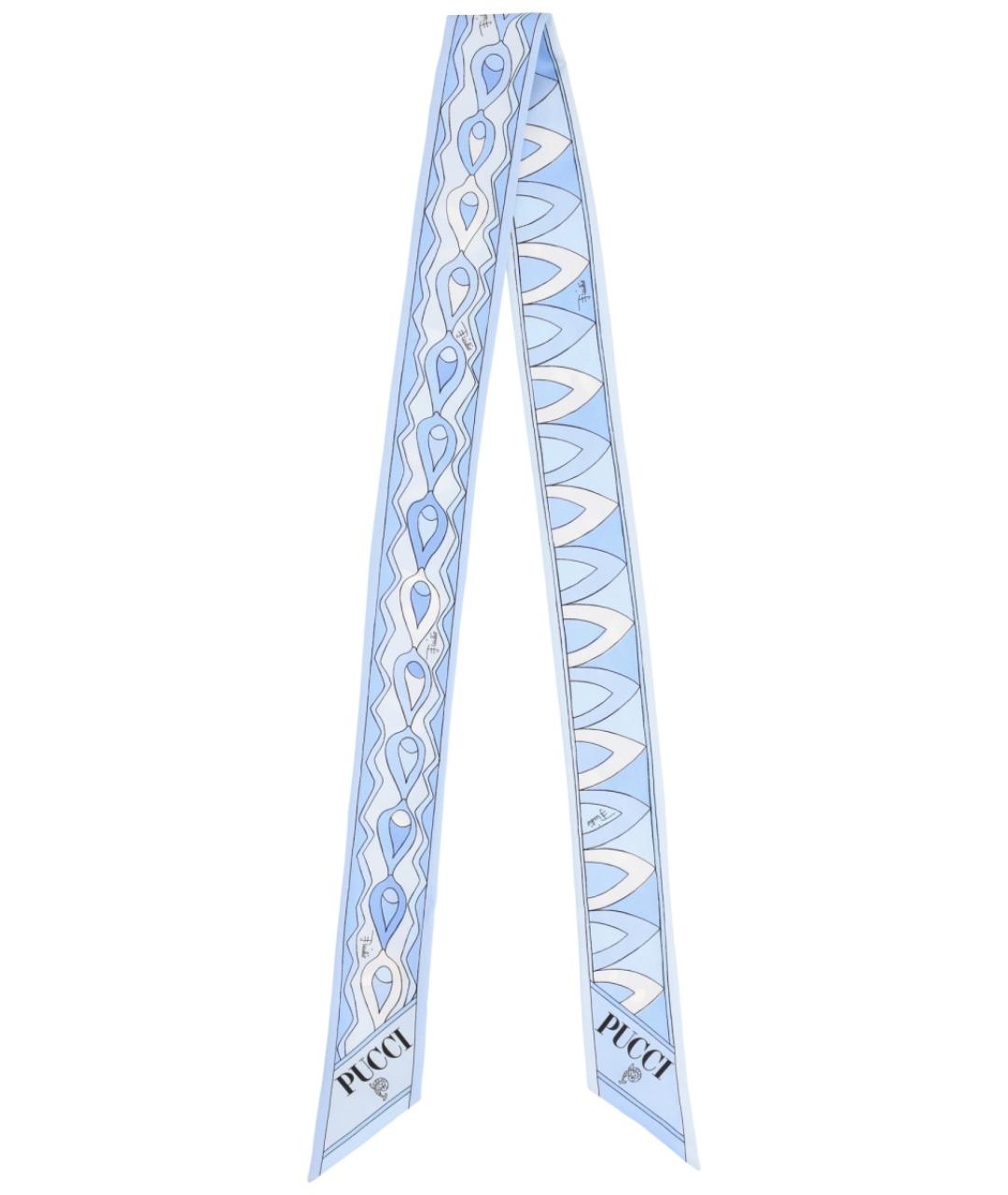 PUCCI Голубой шелковый шарф, фото 1