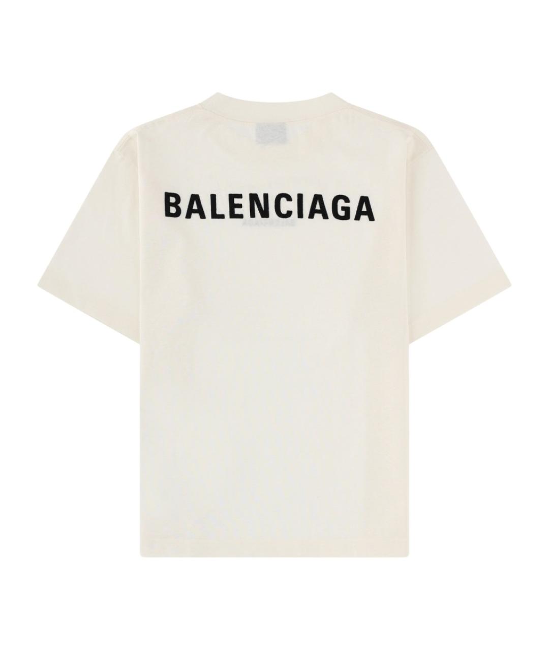 BALENCIAGA Белая хлопковая футболка, фото 2