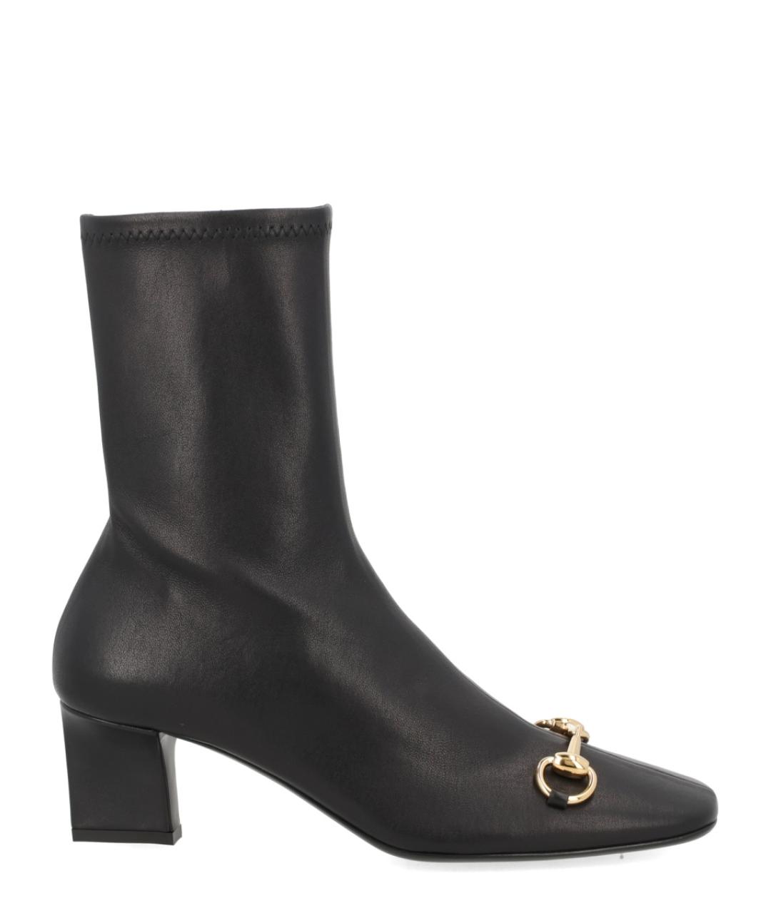 GUCCI Черные кожаные ботинки, фото 1