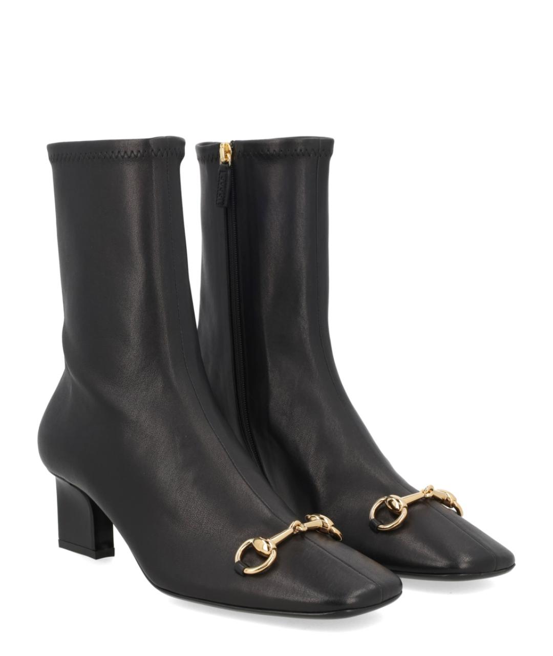 GUCCI Черные кожаные ботинки, фото 2