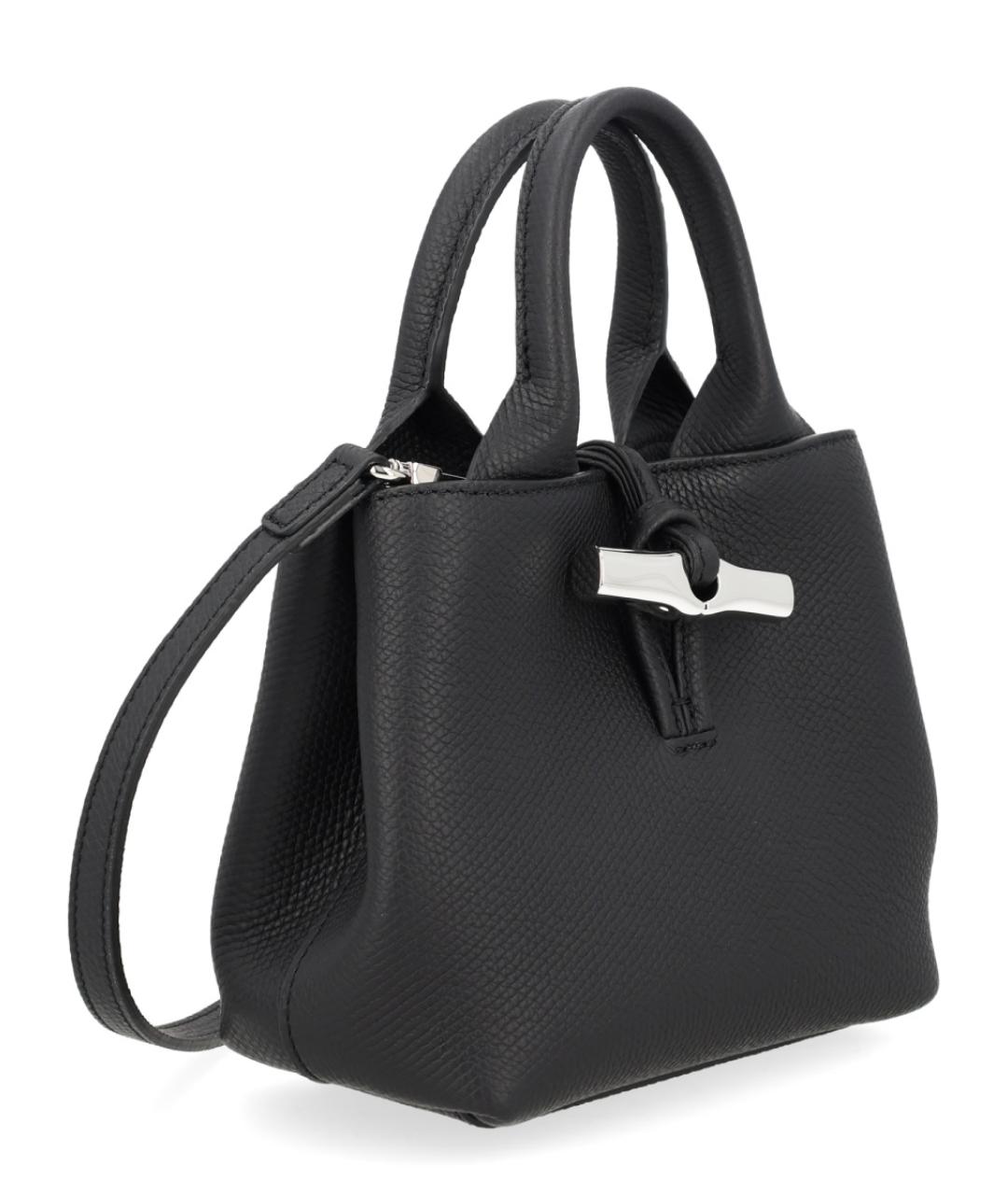 LONGCHAMP Черная кожаная сумка с короткими ручками, фото 2