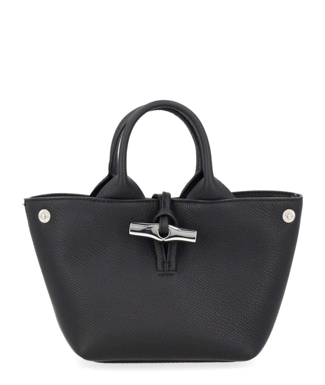 LONGCHAMP Черная кожаная сумка с короткими ручками, фото 4