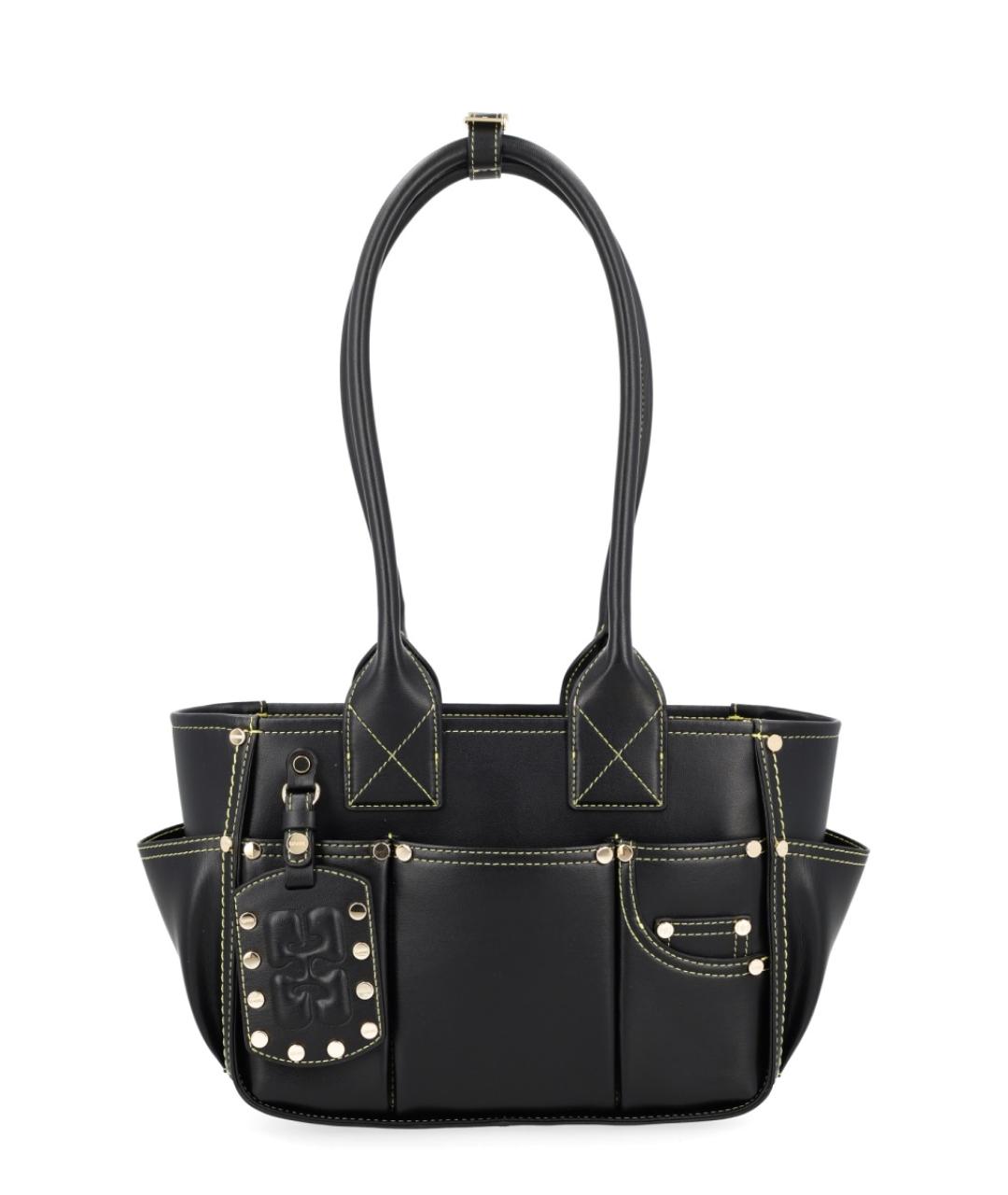 GANNI Черная сумка тоут из искусственной кожи, фото 1