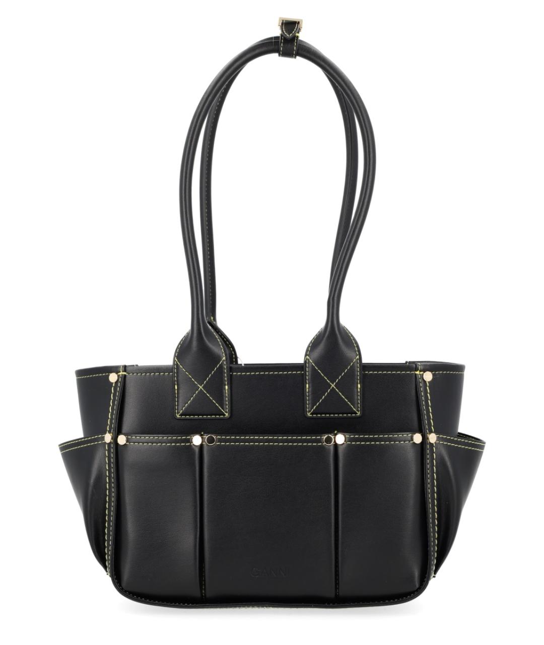 GANNI Черная сумка тоут из искусственной кожи, фото 2