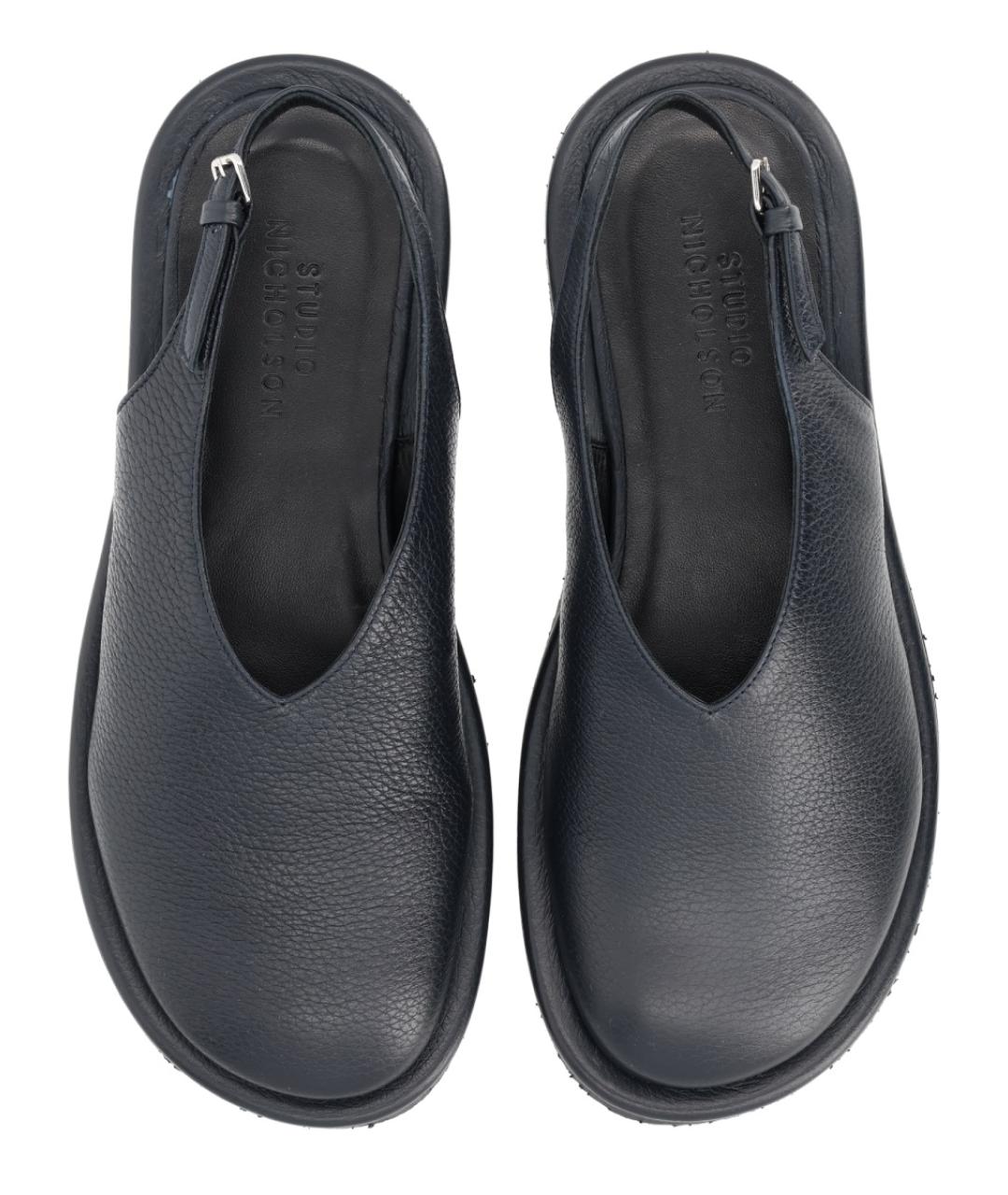 STUDIO NICHOLSON Темно-синие кожаные сабо, фото 5